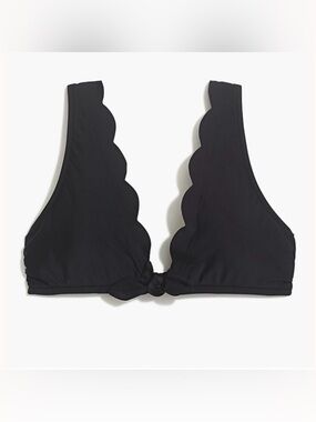 J.CREW black scalloped bikini top with tie knot front detail